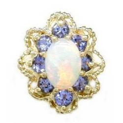 A1605 14K OPAL & ROUND TANZANITE SLIDE 